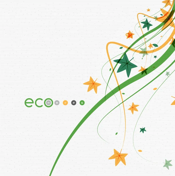Hojas ecológicas conceptuales verdes sobre diseño blanco — Vector de stock