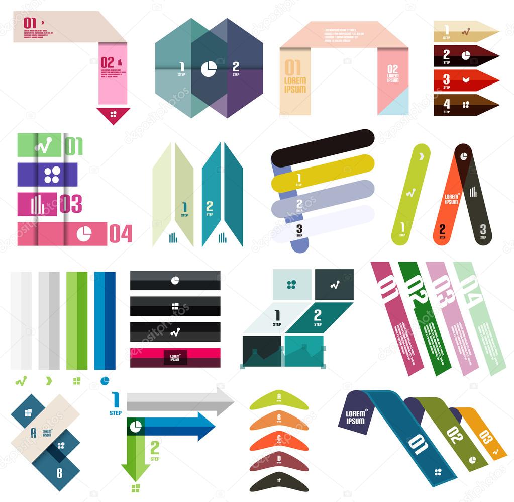 Set of stripes infographic design templates
