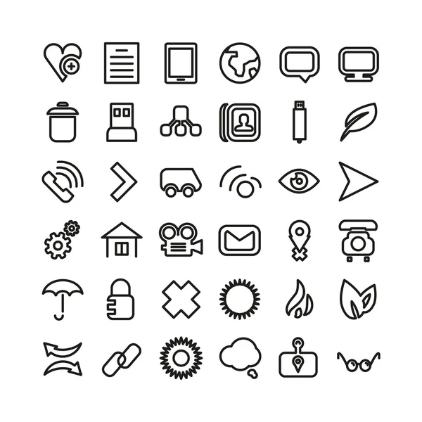 Conjunto de iconos de línea web. Iconos delgados — Vector de stock