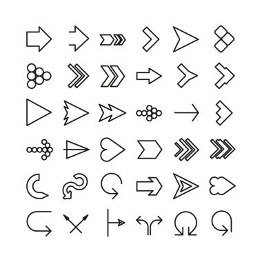 Vector ok ince çizgi simgesi ayarla. düz tasarım