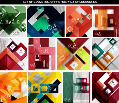Collection of geometric shape abstract backgrounds clipart