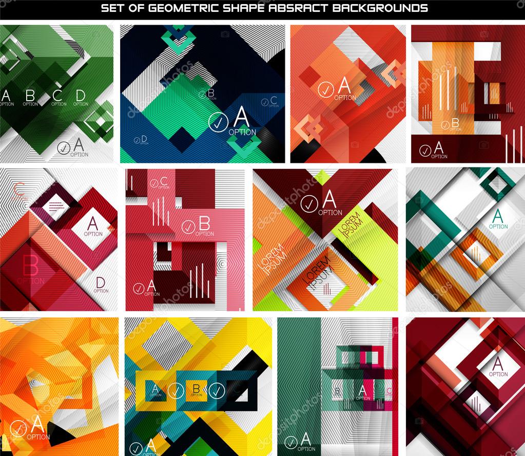 Collection of geometric shape abstract backgrounds