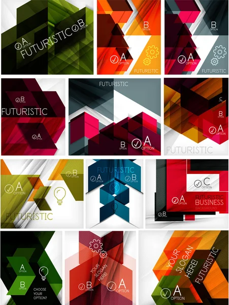Mega set of paper geometric backgrounds — Stock Vector