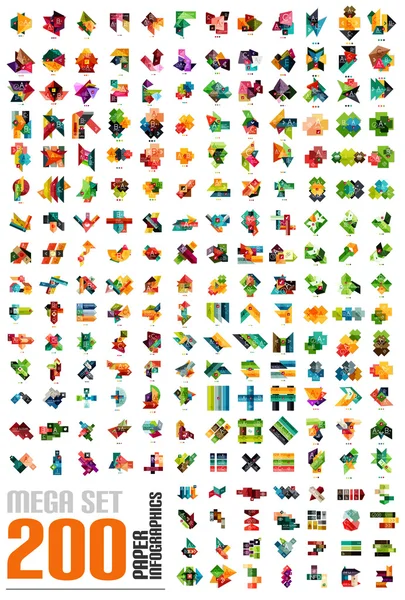 Mega set - Infographic şablonları kağıttan yapılmış.