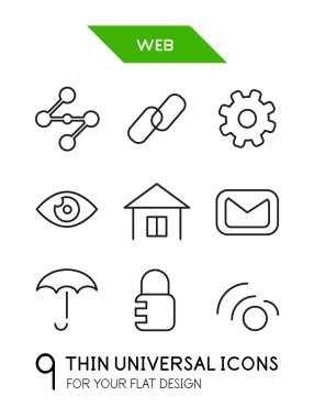 Web yönetim ince çizgi Icon set