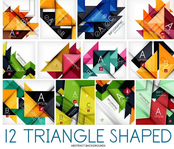 Set of triangle shaped abstract backgrounds — Stock Vector