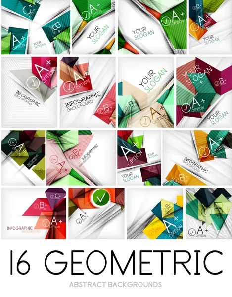 Ensemble méga de fonds géométriques en papier — Image vectorielle