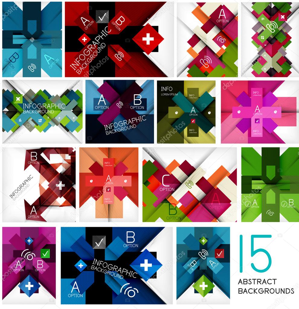 Set of geometrical cross shape backgrounds