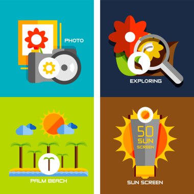 Set of flat design concepts - travel, holiday clipart