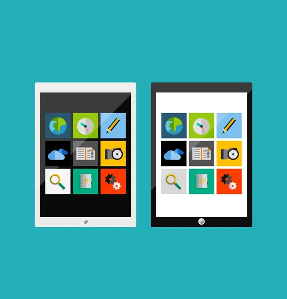 Tablet apps réactif ui plat design — Image vectorielle