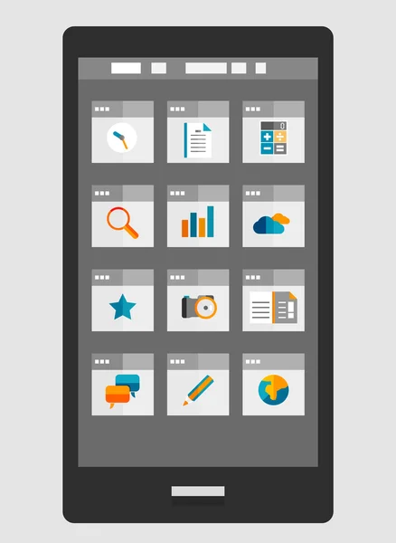 Mobiltelefon apps trendiga platt design — Stock vektor