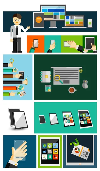 Business life and mobile devices flat concepts — Stock Vector