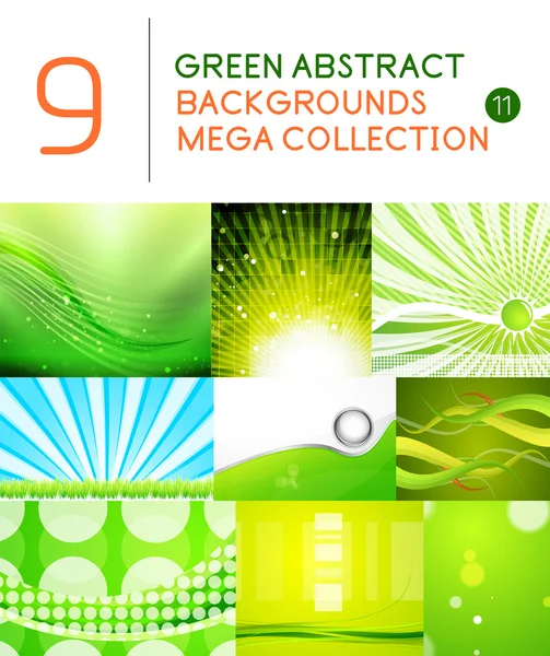 Mega set van groene abstracte achtergronden — Stockvector