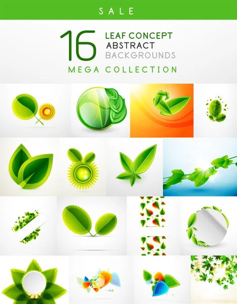 Mega kolekce list abstraktní pozadí — Stockový vektor