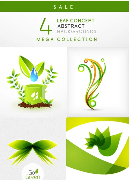 Mega collection of leaf abstract backgrounds — Stock Vector