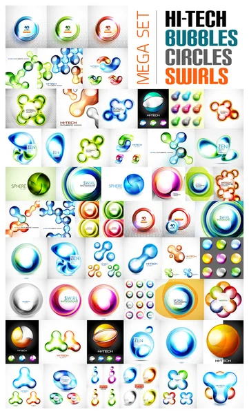 Swirl, circle, sphere, glossy bubble designs — Stock Vector