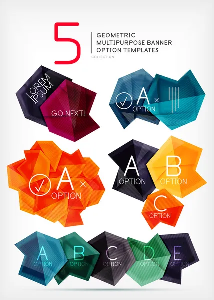 Geometric shaped option banners collection — Stock Vector