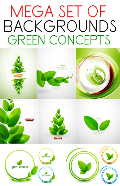 Vector mega set of green concepts — Stock Vector