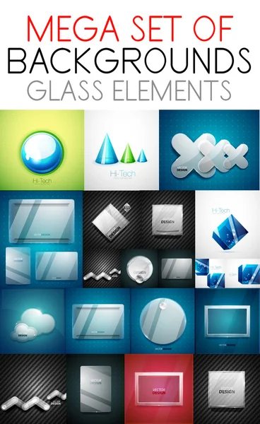 Vector mega collection of glass elements — Stock Vector