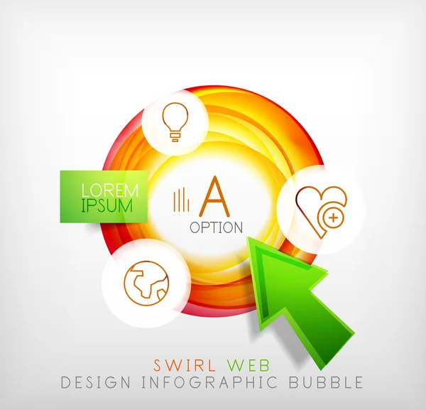 Swirl web design bolha infográfica - conceito plano — Vetor de Stock