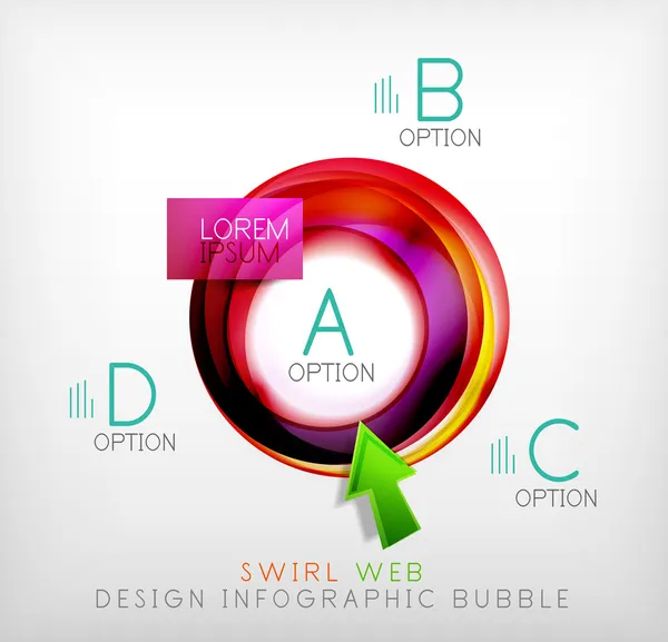 Swirl web design infographic bubble - flat concept — Stock Vector