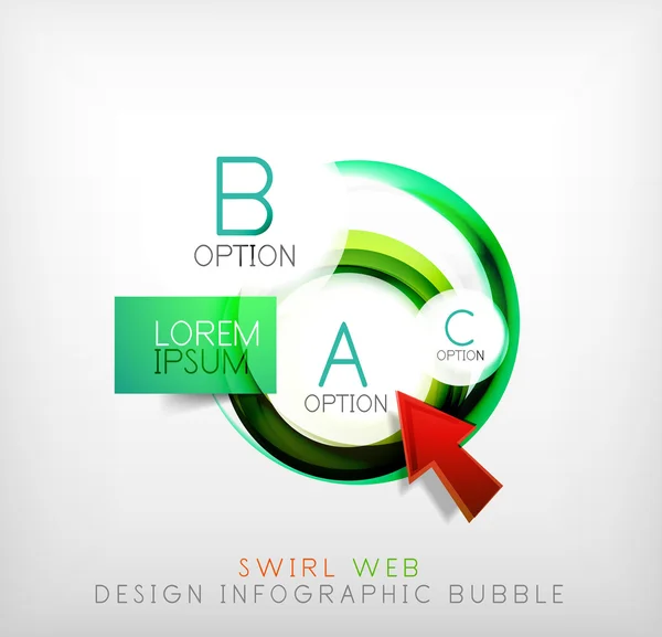 Wirbelnde Webdesign-Infografik-Blase - flaches Konzept — Stockvektor