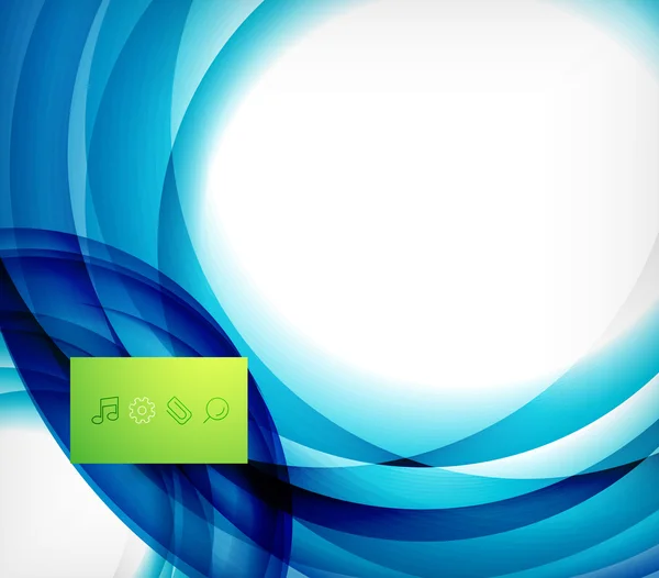 青い渦巻波の抽象的デザイン テンプレート — ストックベクタ