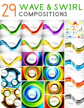 Mega dalgalar ve swirls - tasarım şablonları kümesi