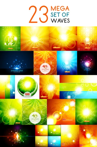 Mega collection of warm shiny backgrounds — Stock Vector