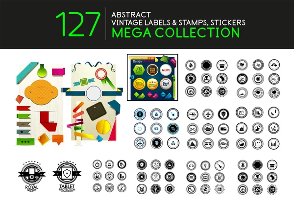 Set of vintage stamps lables tags vector icons — Stock Vector