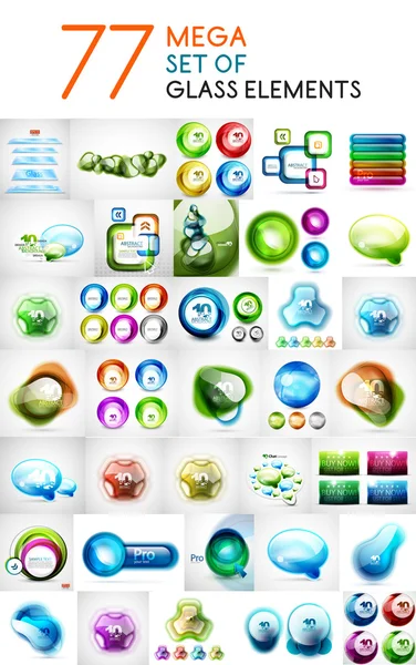 Set of glass abstract shapes design elements — Stock Vector