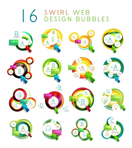 Set of swirl web design infographic bubbles — Stock Vector