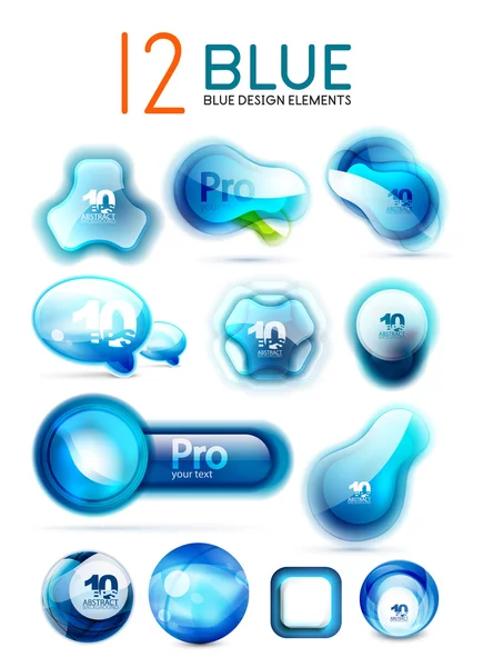 Vektor ikon biru - koleksi kotak web desain - Stok Vektor
