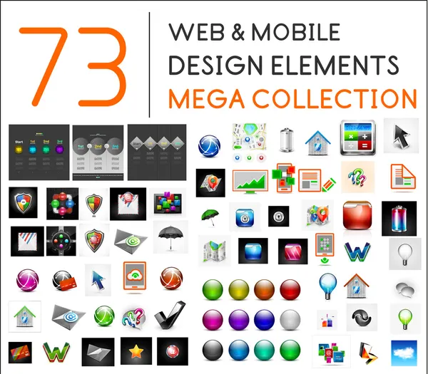 Mega collection d'éléments de conception web mobile — Image vectorielle