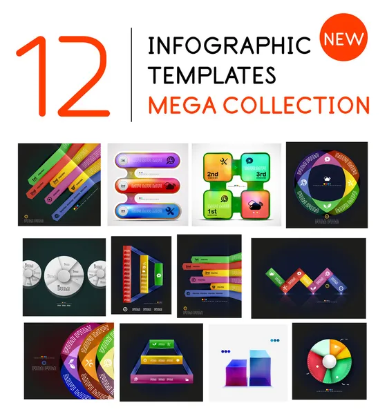 Modelli infografici mega collezione — Vettoriale Stock