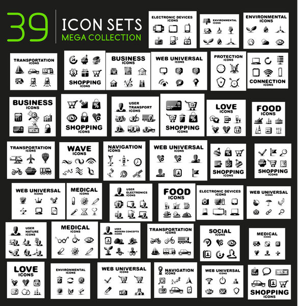 Коллекция черно-белых икон Mega
