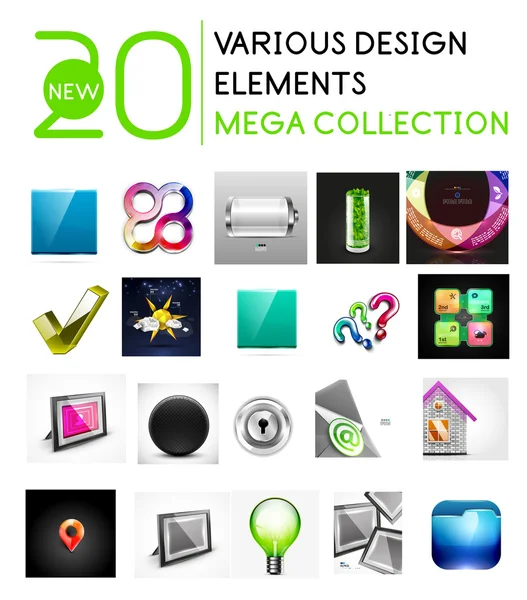 Elementos de design multiúso mega coleção — Vetor de Stock