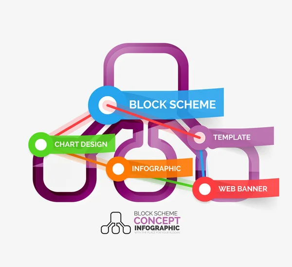 Block scheme infographic tag cloud — Stock Vector