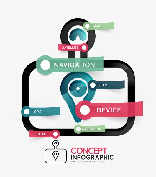 Concept d'infographie GPS navigateur — Image vectorielle