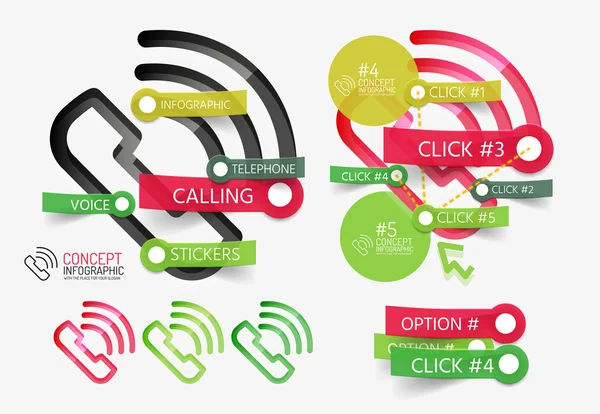 Infográficos de telefone com design de nuvem de etiquetas — Vetor de Stock