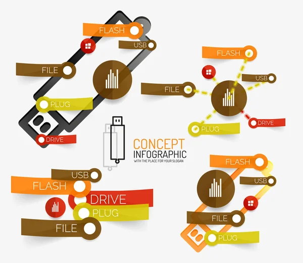 Vector usb flash infografía con palabras clave — Archivo Imágenes Vectoriales