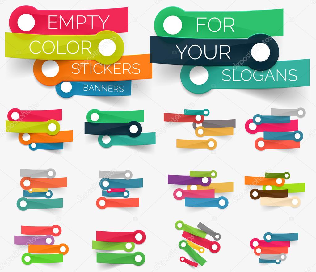 Vector collection of paper sticker banners