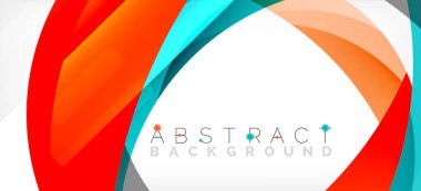 Geometrik soyut arkaplan. Üst üste binen renk şekilleriyle çember oluşturuldu. Duvar Kağıdı, Sancak, Arkaplan, İniş Sayfası için Vektör İllüstrasyonu