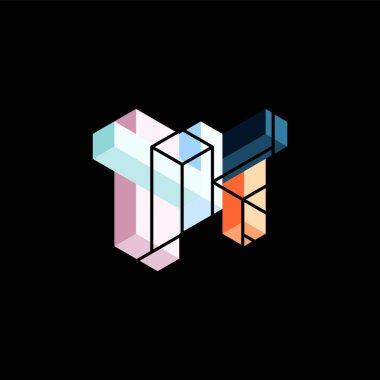 Soyut arkaplan. 3 boyutlu küp, küp elementler ve bloklar. Duvar kağıdı, afiş, arkaplan, iniş sayfası için tekno veya iş konsepti