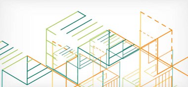 Soyut arkaplan. Beyaz arkaplanda renk çizgileri. Doğrusal soyut kompozisyon. Duvar kağıdı, afiş, arkaplan, iniş sayfası için tekno veya iş konsepti