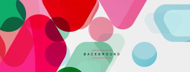 Beyaz üzerine renkli baloncuklar ve yuvarlak geometrik şekiller. Duvar kağıdı, pankart, arkaplan, iniş sayfası için vektör geometrik asgari özet arkaplan