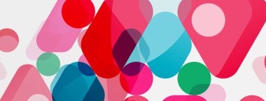 Beyaz üzerine renkli baloncuklar ve yuvarlak geometrik şekiller. Duvar kağıdı, pankart, arkaplan, iniş sayfası için vektör geometrik asgari özet arkaplan