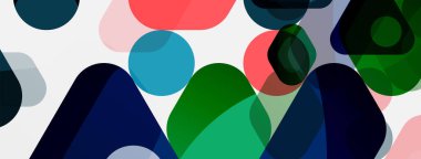 Beyaz üzerine renkli baloncuklar ve yuvarlak geometrik şekiller. Duvar kağıdı, pankart, arkaplan, iniş sayfası için vektör geometrik asgari özet arkaplan