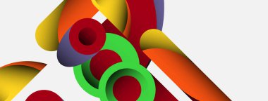 Soyut arkaplan. Minimum geometrik daireler ve koyu gölgeli yuvarlak şekiller. Duvar kağıdı afişi veya arkaplan için moda teknoloji iş şablonu