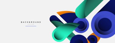 Soyut arkaplan. Minimum geometrik daireler ve koyu gölgeli yuvarlak şekiller. Duvar kağıdı afişi veya arkaplan için moda teknoloji iş şablonu